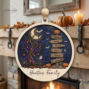 Personalized Family Name Halloween Tree Wooden Ornaments, Halloween Tree Ornament Family Names 2026, Spooky Season Keepsake